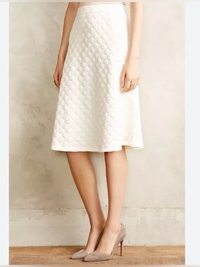 HD in Paris from Anthropologie Dotted Jacquard eggshell A-Line Skirt